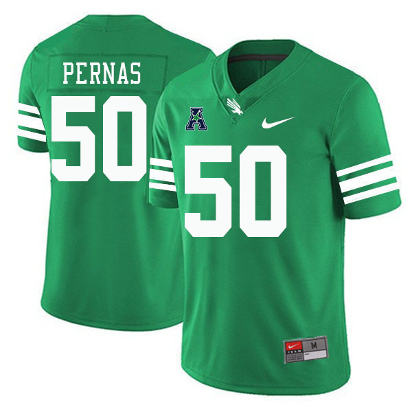 #50 Ramon Pernas North Texas Mean Green College Football Jerseys Stitched-Green